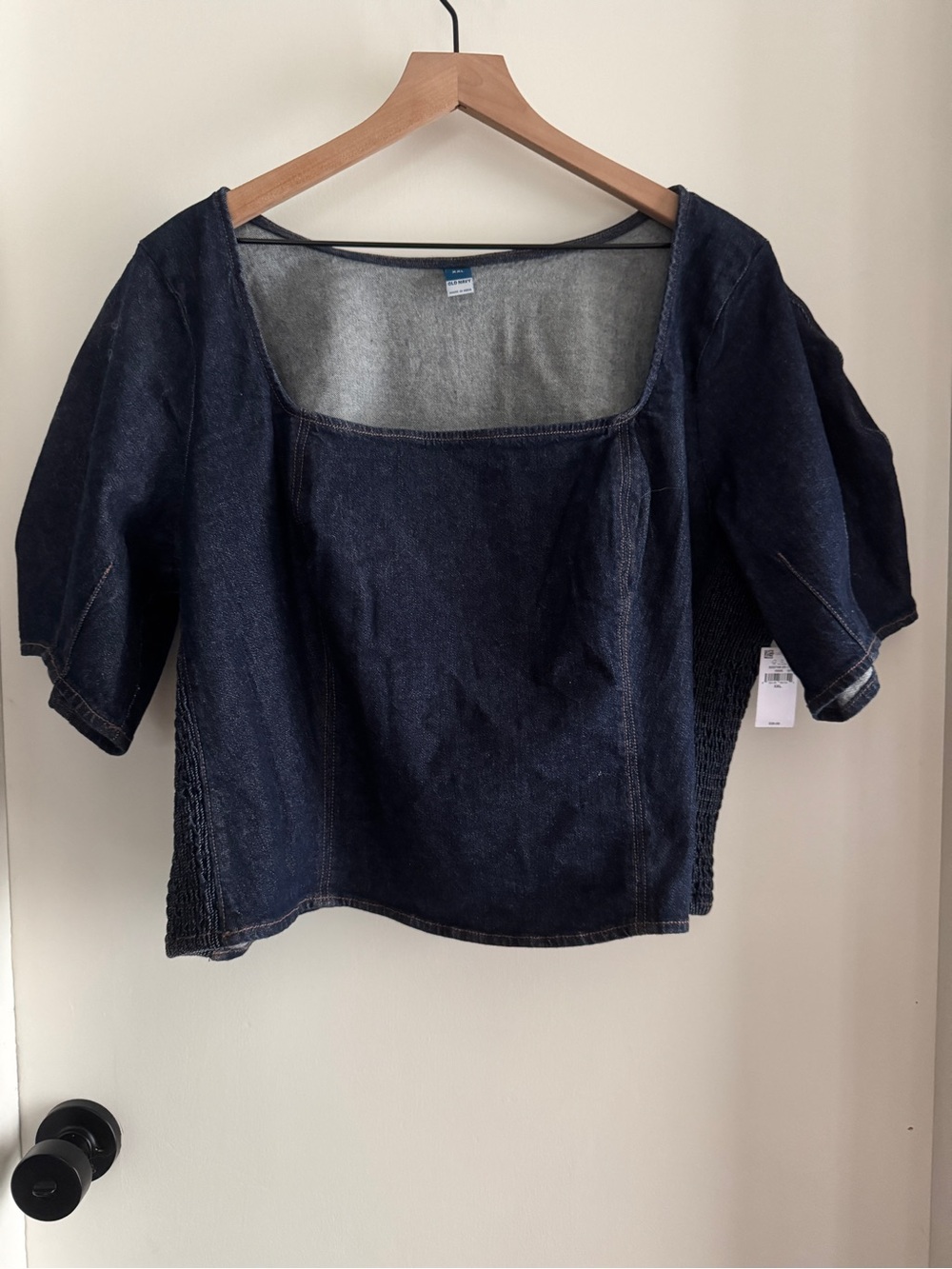 OLD NAVY NWT dark wash Denim Square-Neck cropped Top - XXL